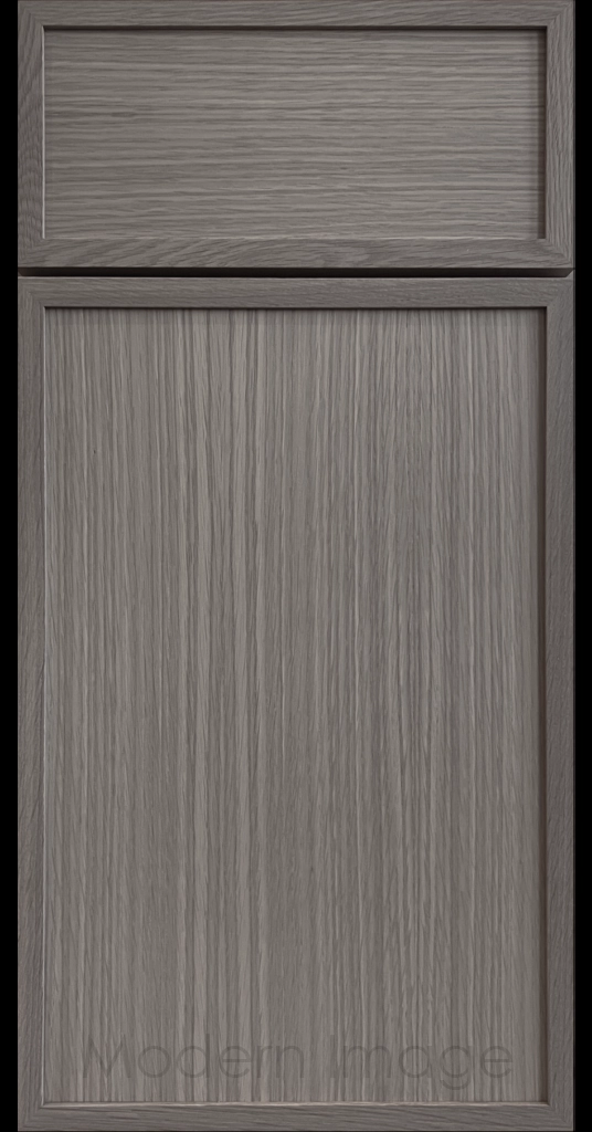 Pewter Stain Arcadia shaker-style cabinet door, featuring slim stile & rail surrounding a flat center panel